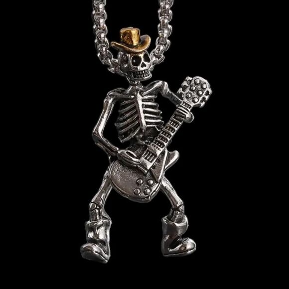 GUITAR PLAYING SKELETON - Picture 1 of 3